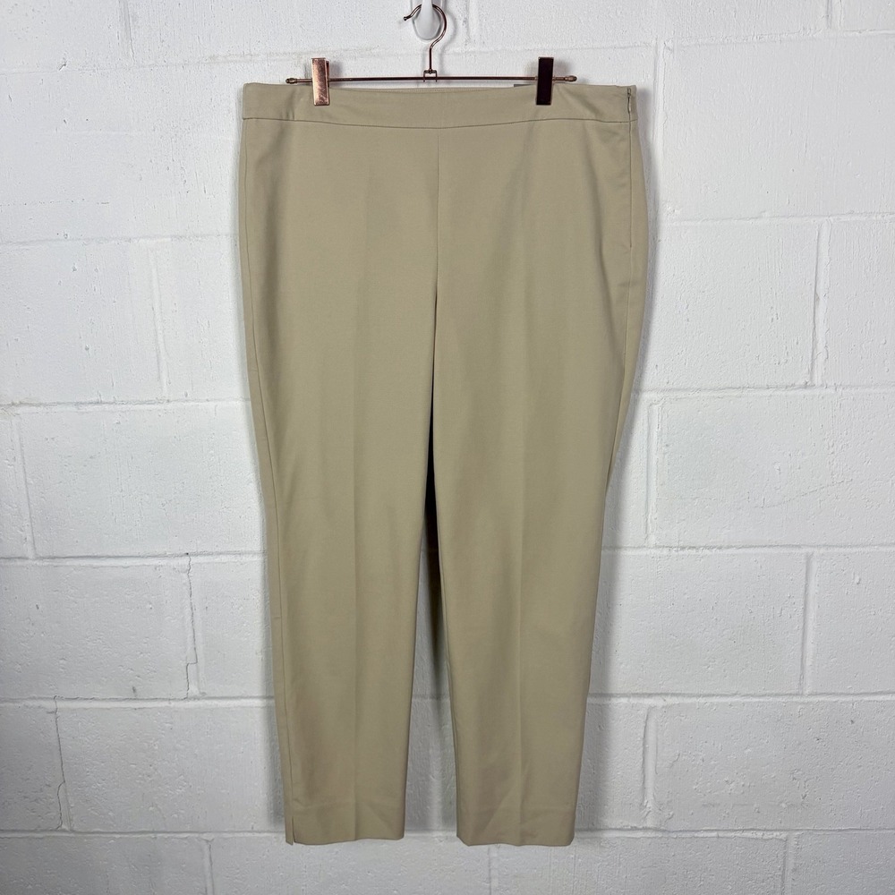 Talbots NWT Chatham Ankle Slim Leg Pants SZ 14P Khaki Office Minimalist Capsule